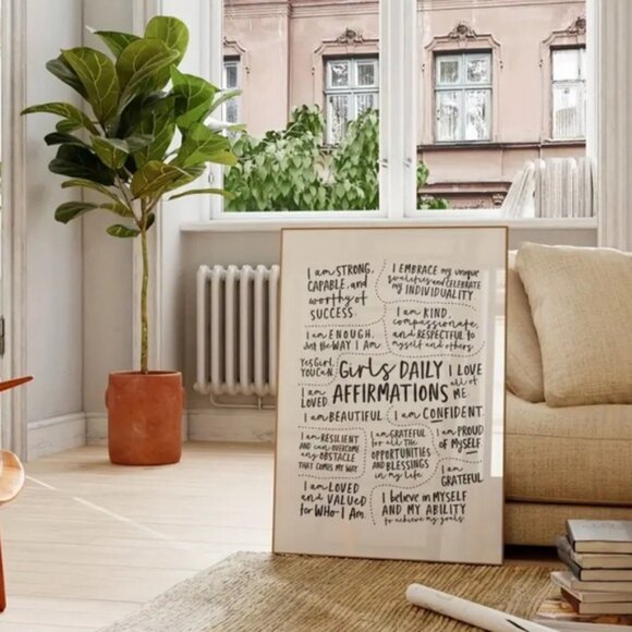 Girls Affirmation Positivity Quotes Gift No Framed 💗💗💗 New 16x24 - Picture 2 of 5